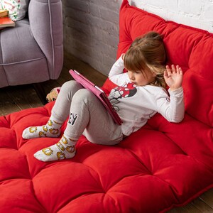 Cozy Floor Cushion, Velvet Floor Seating for Reading Nook, Floor Pillow, Floor Couch, Daybed Cushion, French Cushion, Kids Floor Pillow image 8