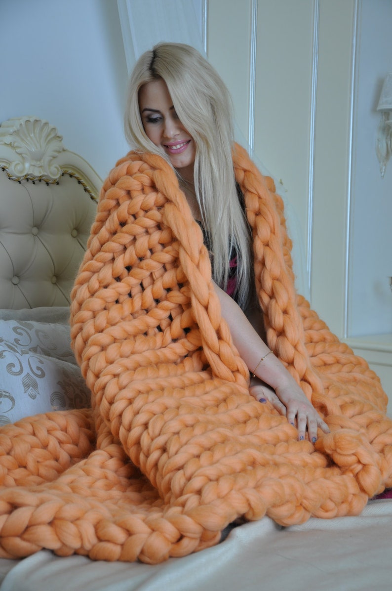 Chunky Knit Blanket Arm Knit Blanket Giant Knit Blanket Etsy