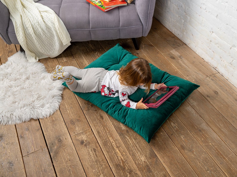 Reading nook floor cushion for kids, water repellent seat cushion, floor pillow, floor sofa, japanese floor futon, daybed cushion image 7