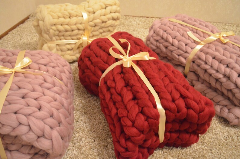 Chunky Knit Blanket Giant Yarn Blanket Chunky Wool Blanket Etsy