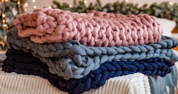 Etsy big knit blanket outlet