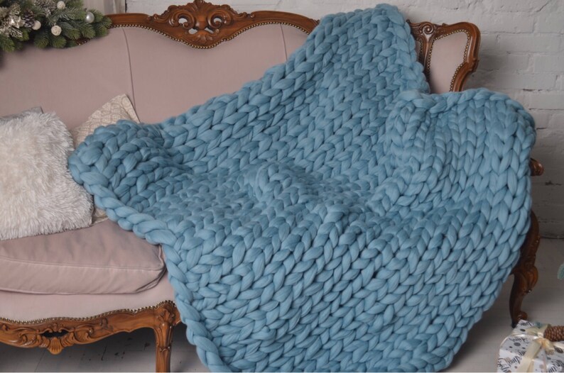 Chunky Knit Blanket Giant Yarn Blanket Chunky Wool Blanket Etsy