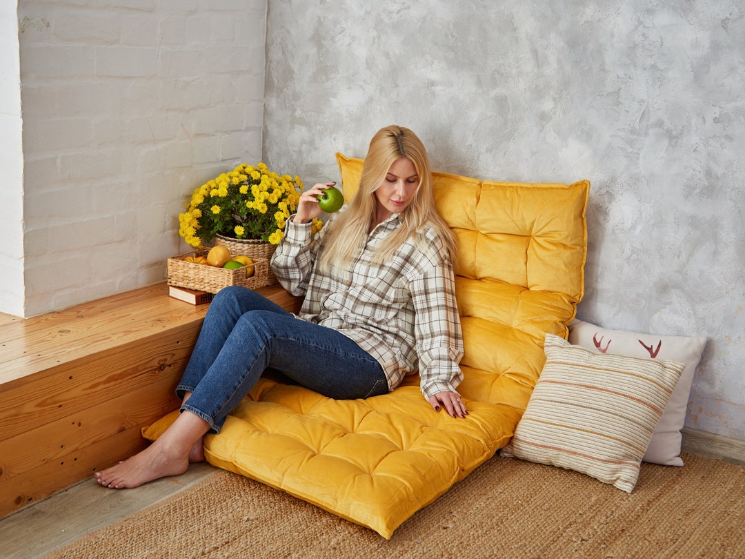 Velvet Floor Cushion Seating, Water Repellent Floor Pillow Sofa, Custom