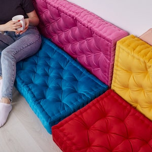 Floor cushion, floor pillow, bench custom pillow, floor sofa, velvet floor couch, floor seating, tufted pillow, french cushion