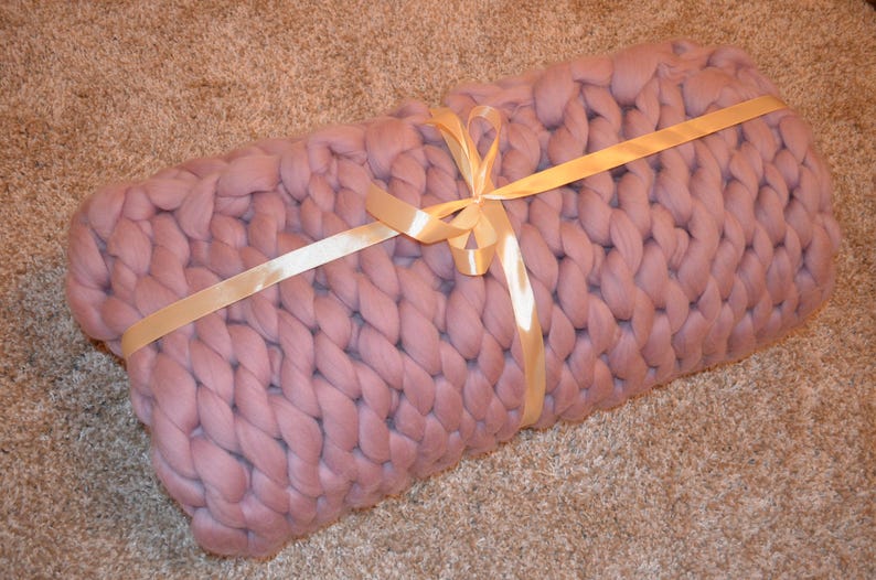 Chunky Knit Blanket Giant Yarn Blanket Chunky Wool Blanket Etsy