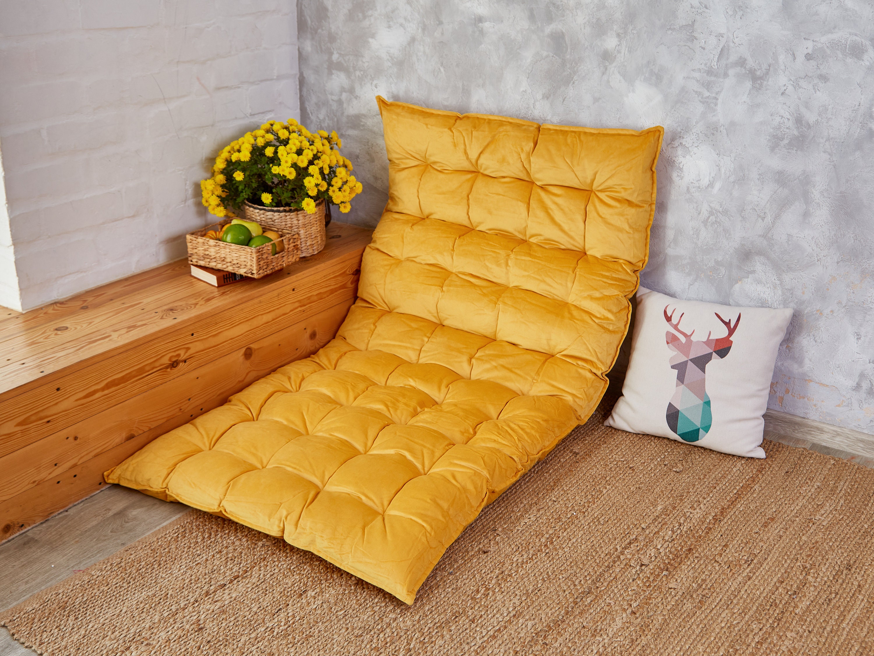 Velvet Floor Cushion Seating, Water Repellent Floor Pillow Velvet Floor Cushion Seating, Water Repellent Floor Pillow