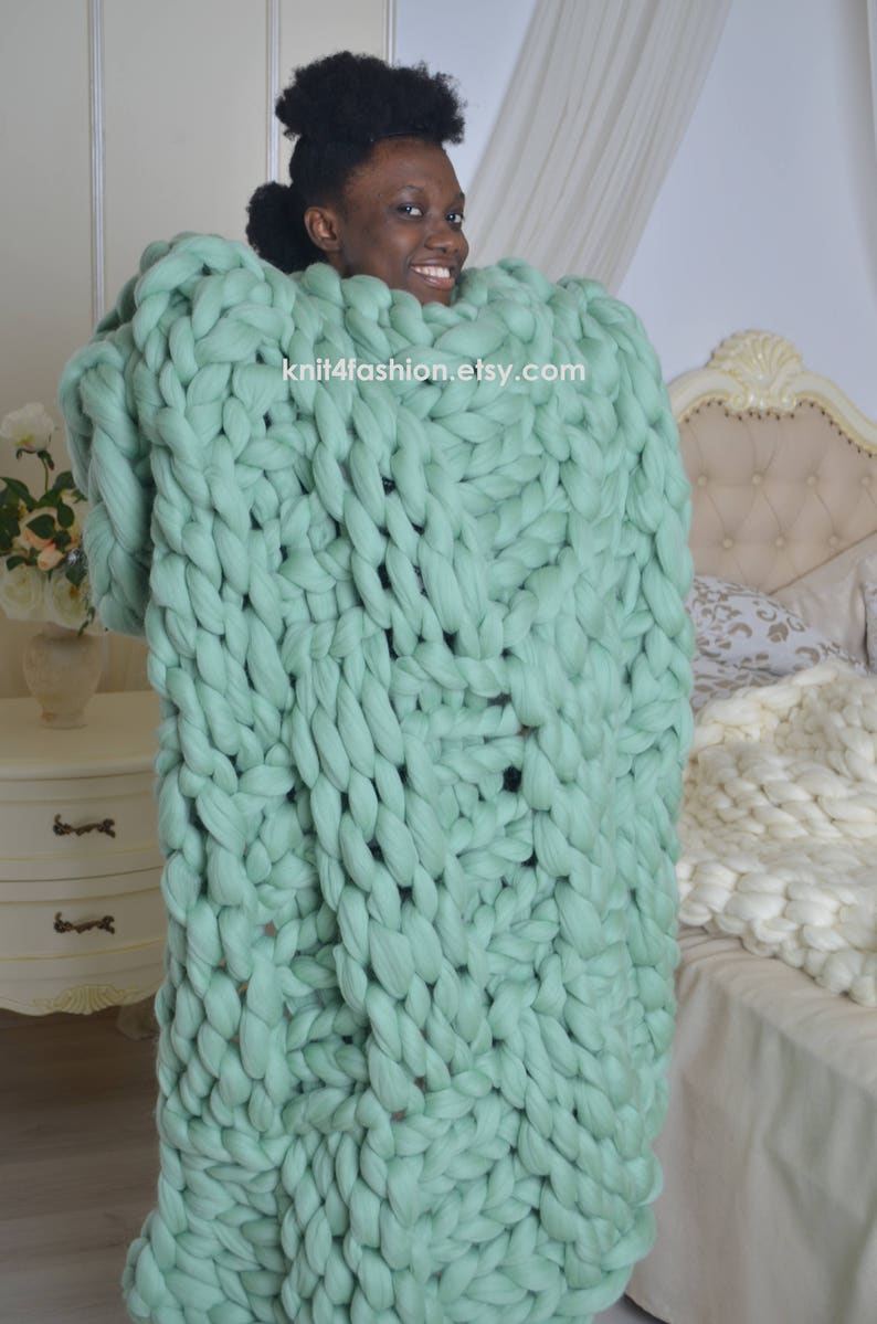 Chunky Knit Blanket Giant Knit Blanket Arm Knit Blanket Etsy