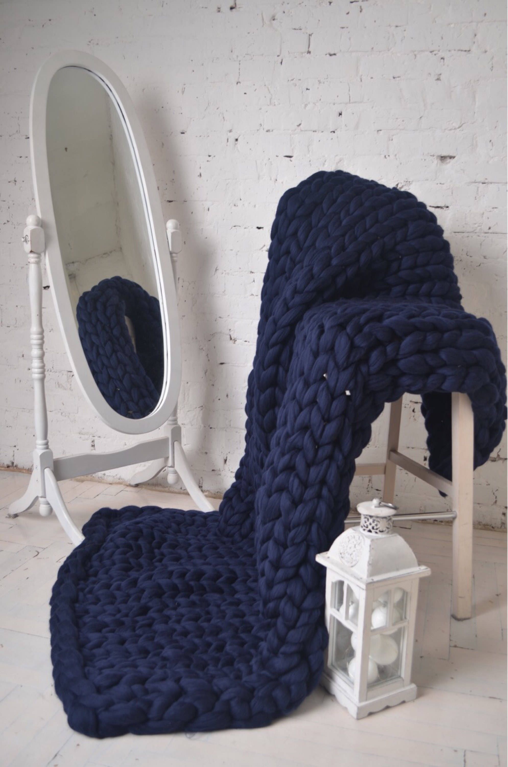 Chunky knit blanket giant yarn blanket chunky wool blanket Etsy