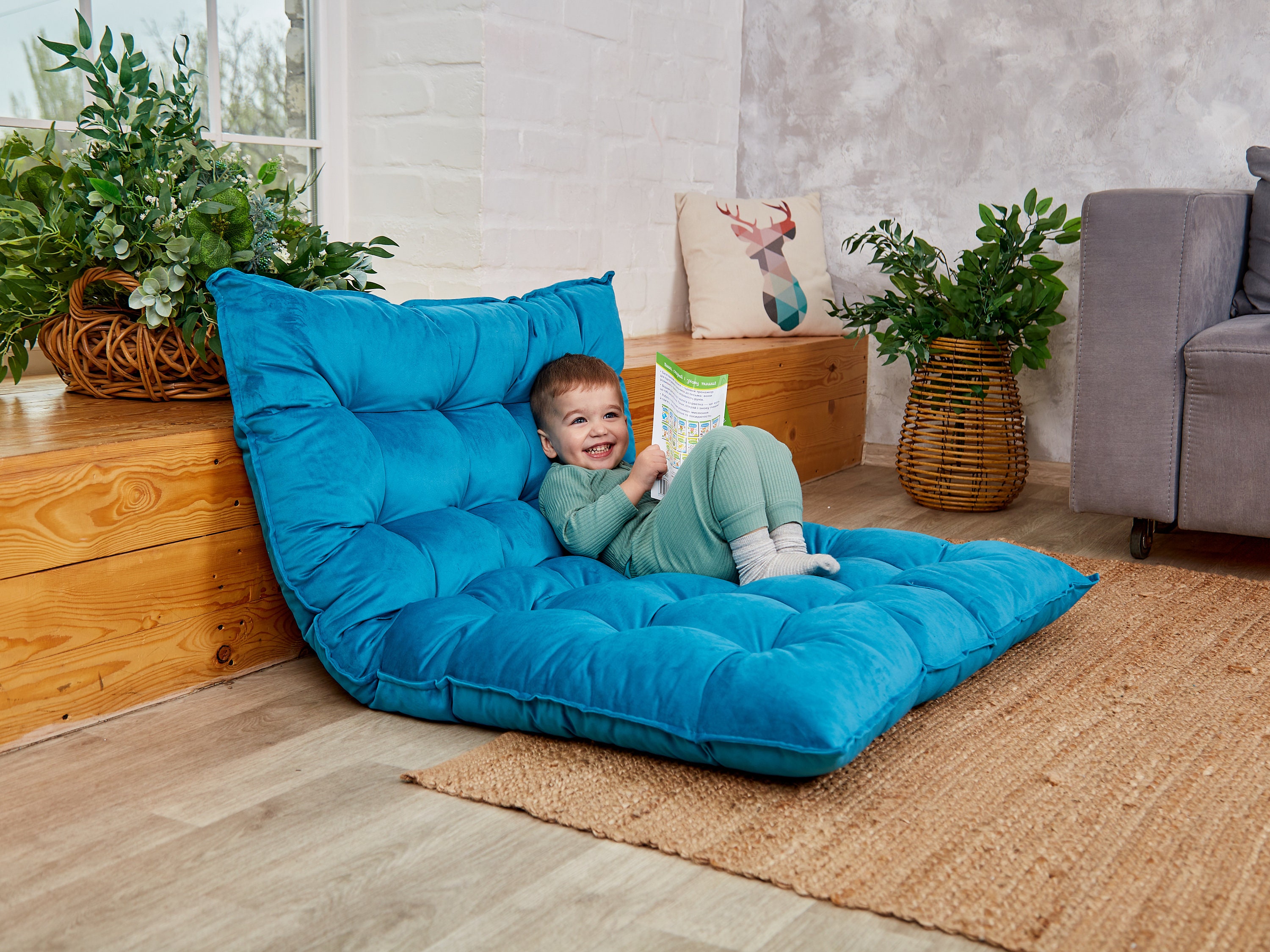 Reading Nook Floor Cushion for Kids, Water Repellent Velvet Floor Pillow  for Ikea Bed, Large and Small Floor Seating, Floor Sofa 