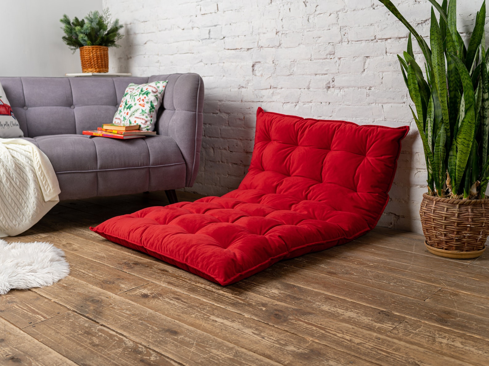 Reading Nook Floor Cushion for Kids, Water Repellent Velvet Floor