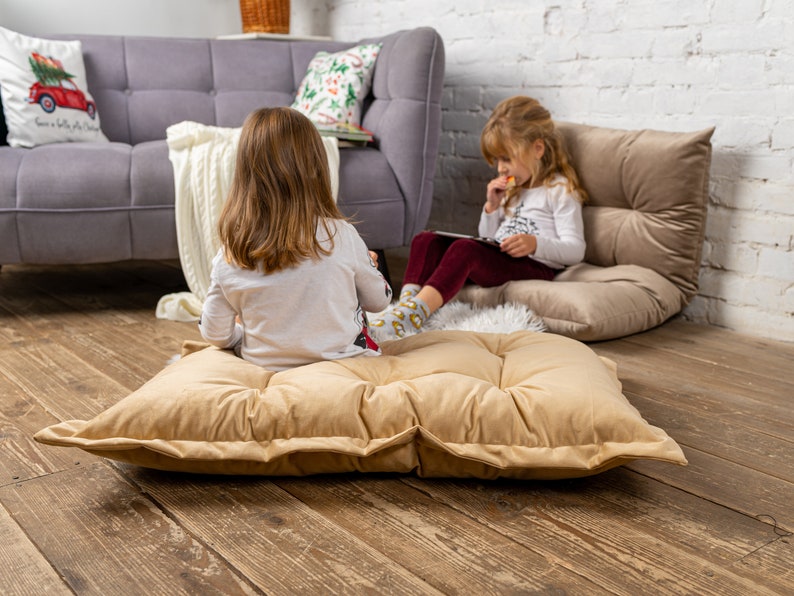 Super soft floor cushion for kids, water repellent floor pillow, custom pillow, floor sofa, window seat cushion, French cushion image 8
