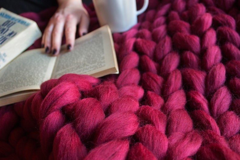 Chunky knit blanket merino chunky blanket giant yarn Etsy