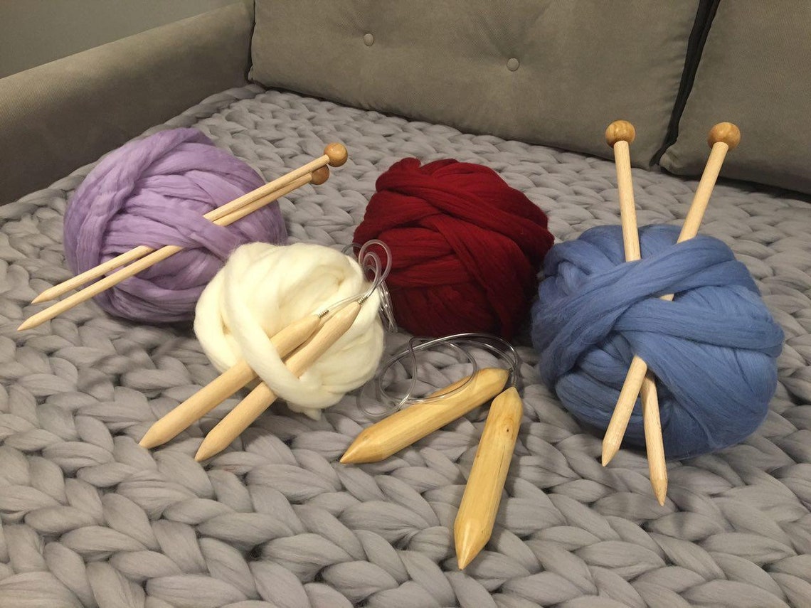 DIY Chunky Knit Blanket Kit DIY KNIT Kit Chunky Kit Giant Etsy