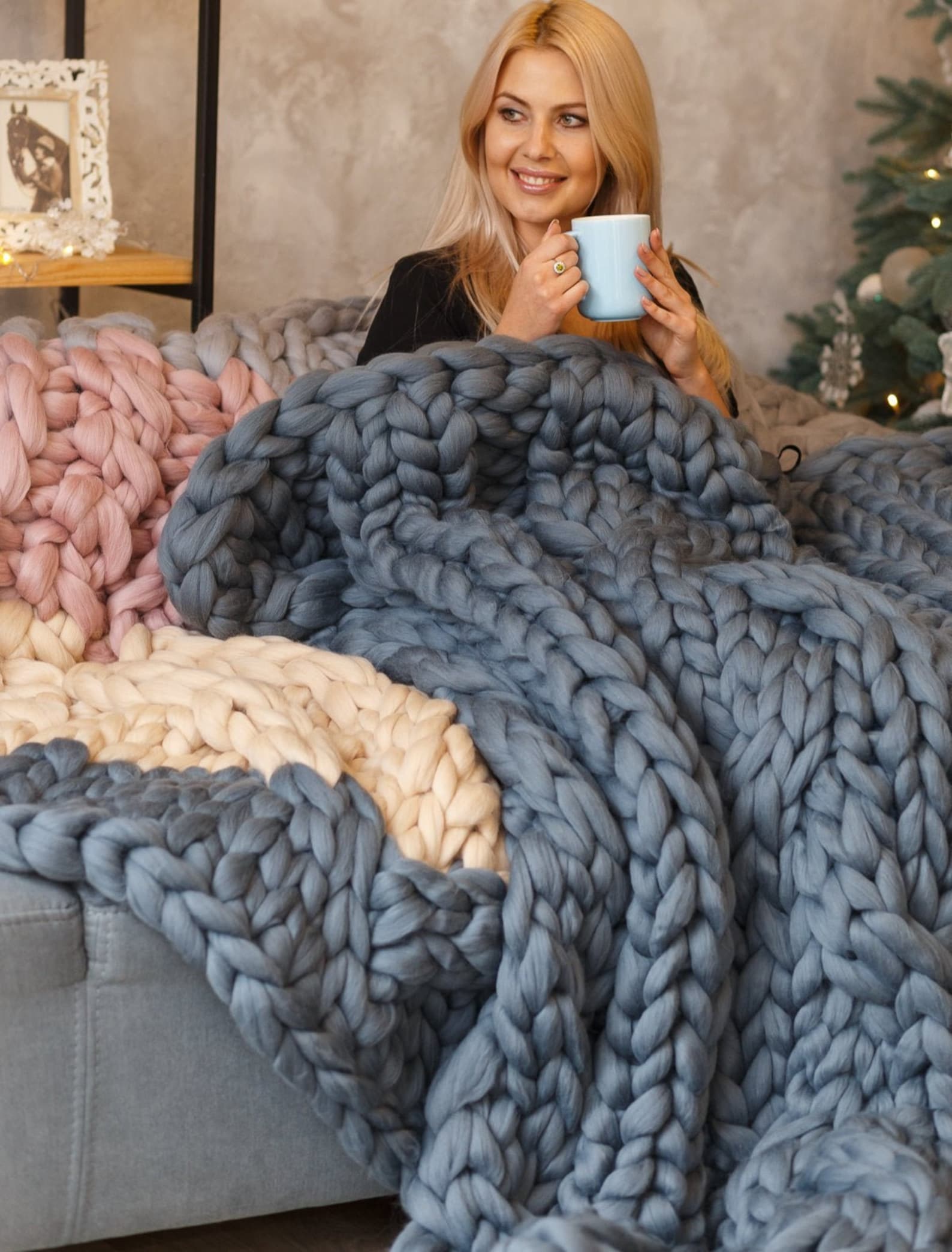 Super Giant Knit Blanket Chunky Knit Blanket Large Knit Etsy
