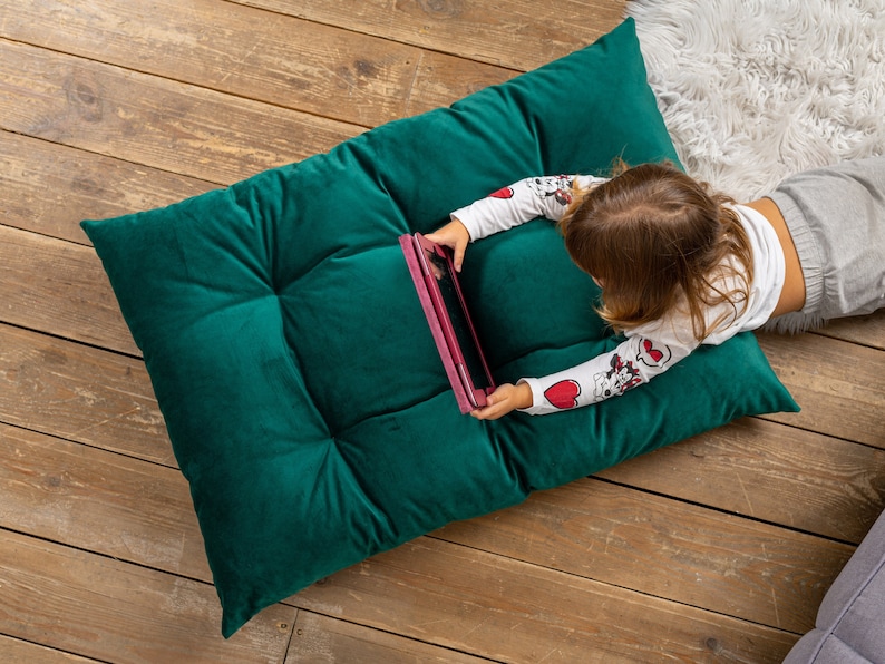 Super soft floor cushion for kids, water repellent floor pillow, montessori floor pad, japanese futon floor seating, kids floor pillow zdjęcie 2