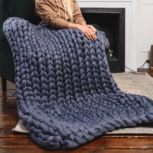 40% OFF! Chunky knit wool blanket, giant knit blanket, super chunky blanket, merino wool blanket, large yarn throw, big yarn blanket throw