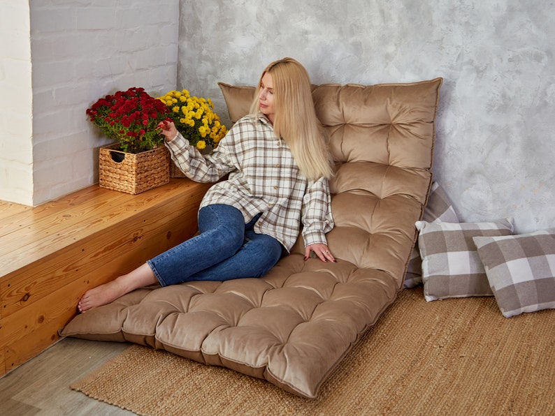 Floor cushion seating sofa, custom pillow, meditation cushion, reading nook cushion, velvet seat cushion, floor couch, large floor cushion zdjęcie 5