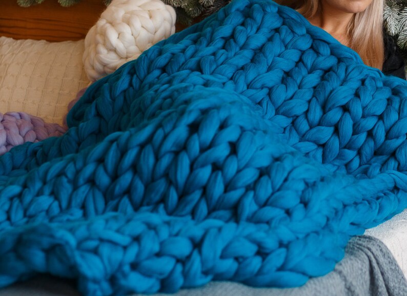 Chunky Knit Blanket Chunky Knit Throw Arm Knit Blanket Etsy