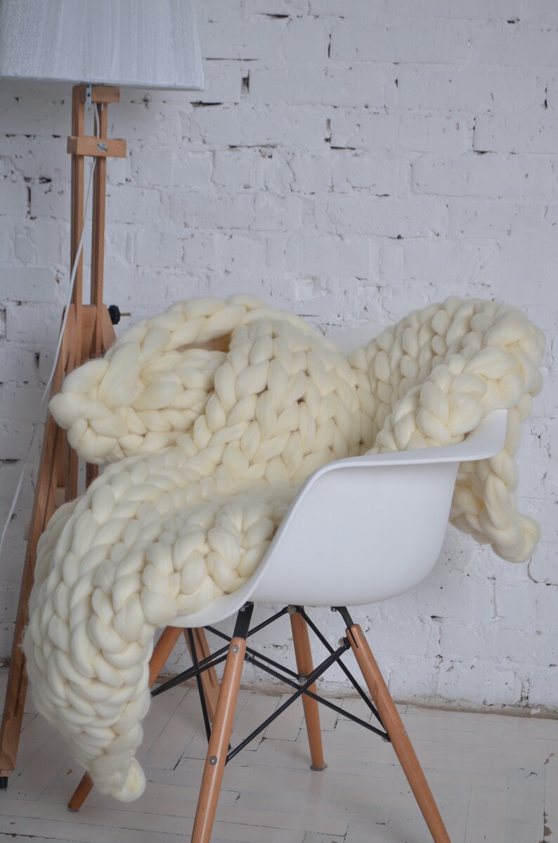 Chunky knit blanket merino chunky blanket giant yarn Etsy