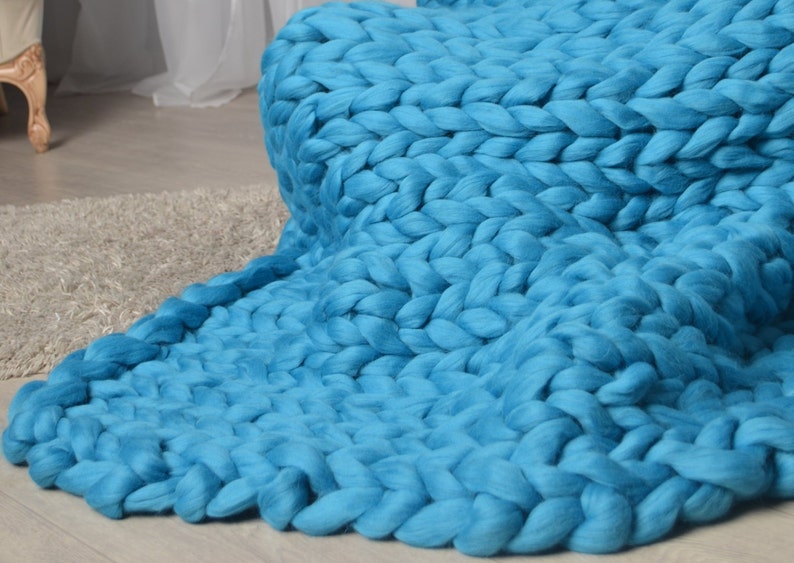 Chunky Knit Blanket Giant Knit Blanket Super Chunky Blanket Etsy