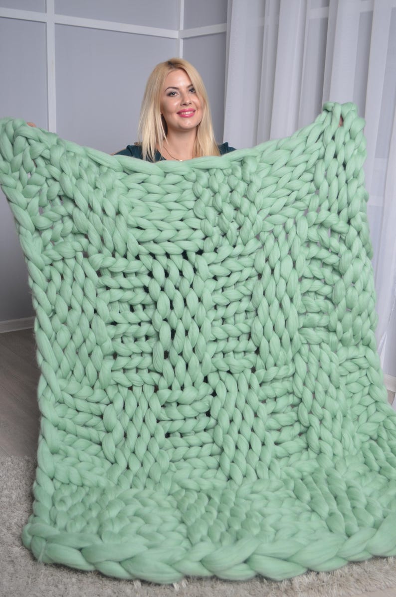Arm Knit Blanket Chunky Knit Blanket Chunky Knit Throw Etsy