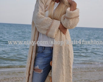 Chunky Knit Cardigan, Oversized Cardigan,Knitted Cardigan, Long Cardigan Sweater, Cable Knit Cardigan,Warm Cardigan, Oversized Knit Cardigan