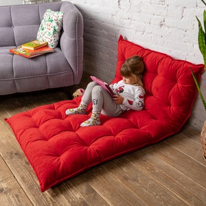 Reading nook floor cushion for kids, water repellent velvet floor pillow for ikea bed, large and small floor seating, floor sofa image 9