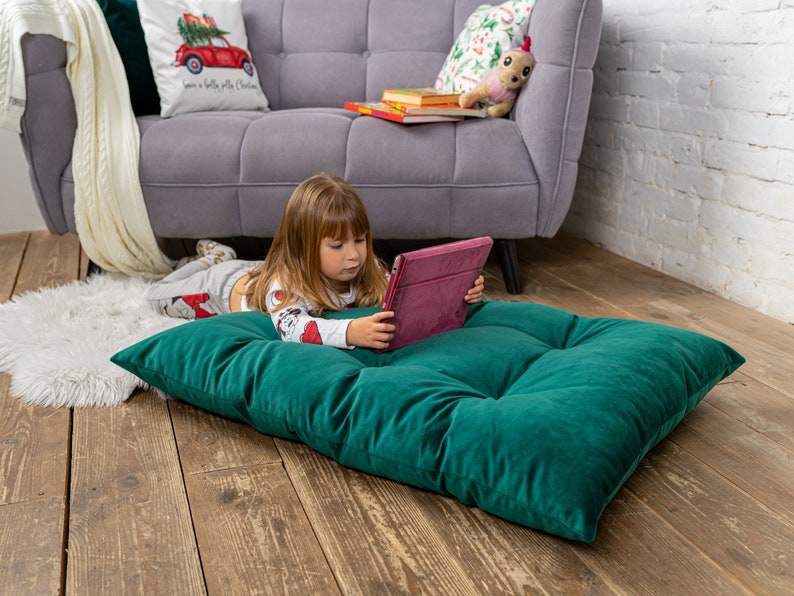 Super soft floor cushion for kids, water repellent floor pillow, montessori floor pad, japanese futon floor seating, kids floor pillow zdjęcie 3