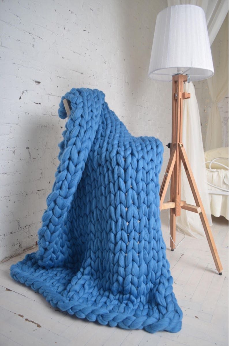 Chunky knit blanket giant knit blanket merino wool blanket Etsy