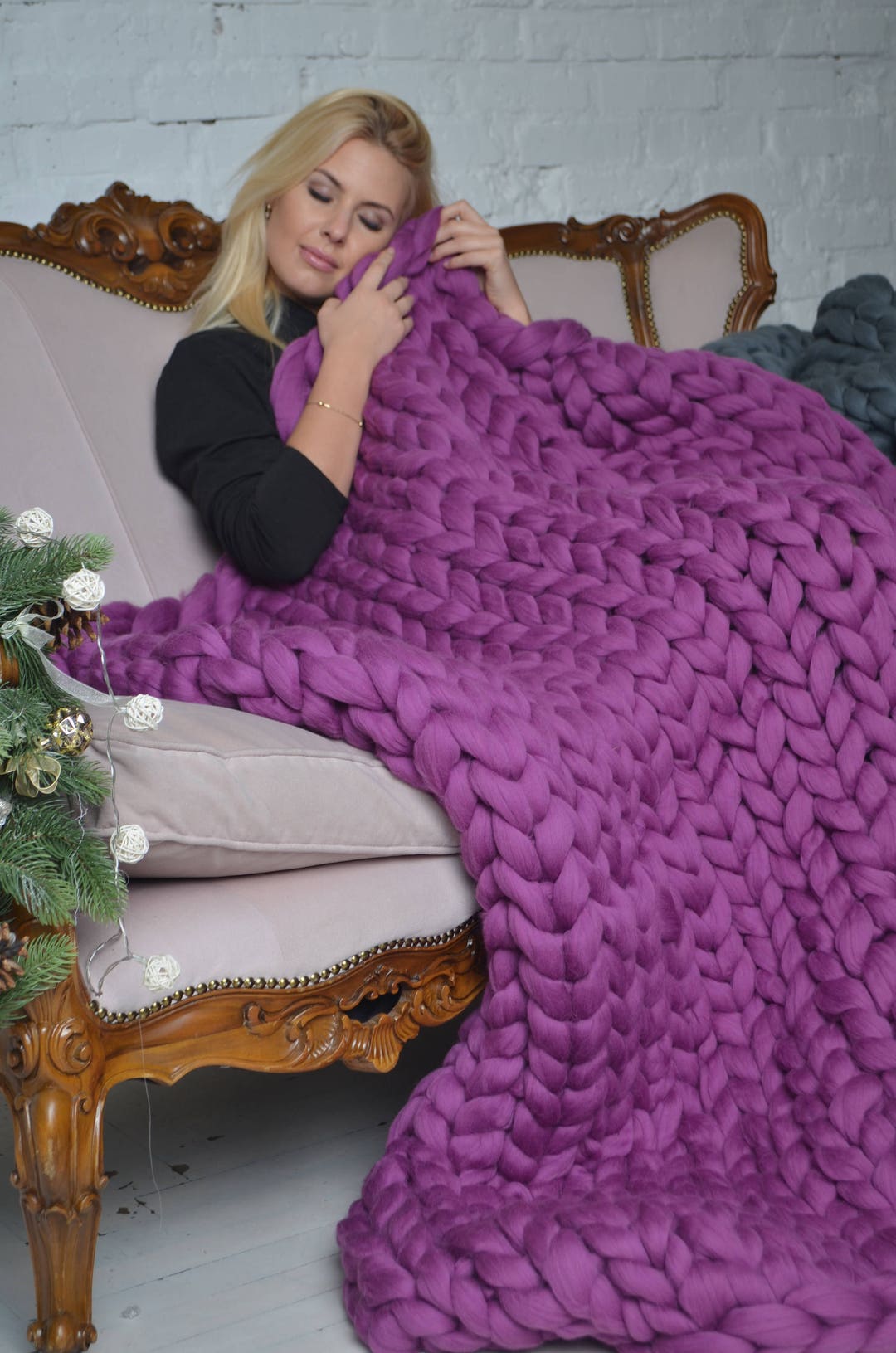 Сhunky Knit Blanket, Big Knit Blanket, Large Knit Blanket, Chunky Knit