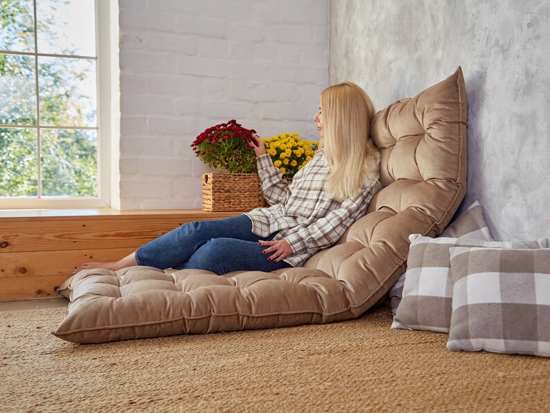 Bodenkissen Sitzsofa, Kissen nach Maß, Meditationskissen, Leseecke Kissen, Sitzkissen Samt, Bodencouch, großes Bodenkissen Bild 7