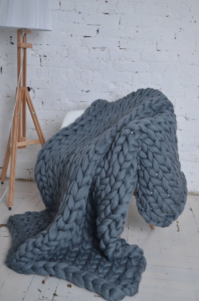 Chunky Knit Blanket Chunky Knit Throw Arm Knit Blanket Etsy
