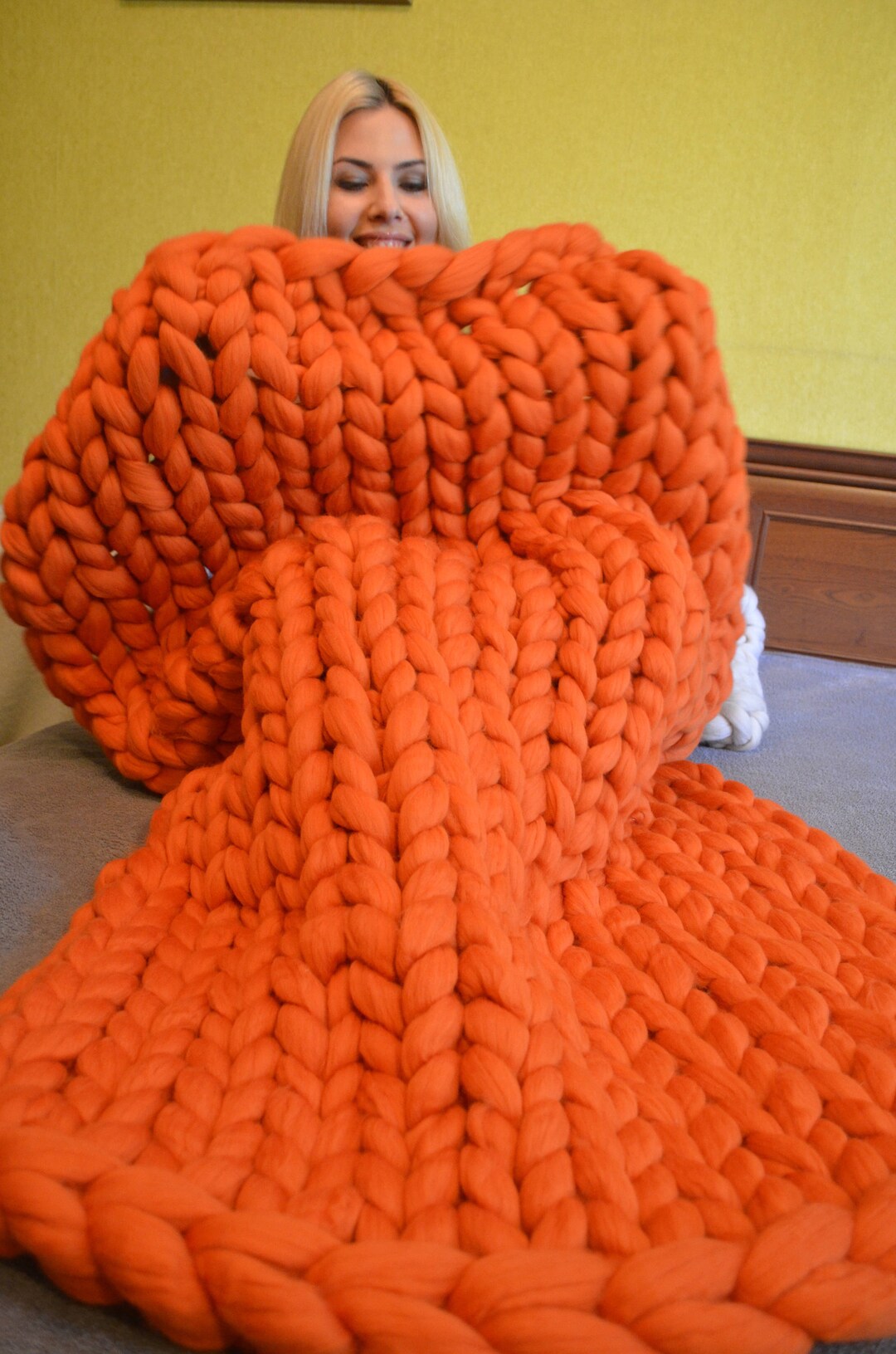 Giant Blanket Chunky Knit Blanket Chunky Knit Throw Large Etsy