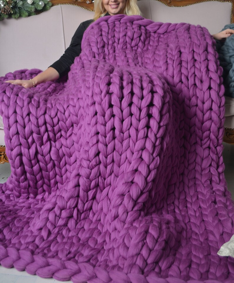 Chunky Knit Blanket Giant Knit Blanket Super Chunky Blanket Etsy