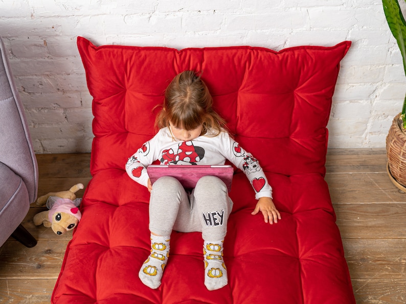 Cojín de suelo de rincón de lectura para niños, almohada de suelo de terciopelo repelente al agua para cama ikea, asientos de suelo grandes y pequeños, sofá de suelo imagen 5