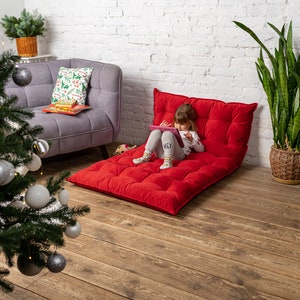 Reading nook floor cushion for kids, water repellent velvet floor pillow for ikea bed, large and small floor seating, floor sofa image 7