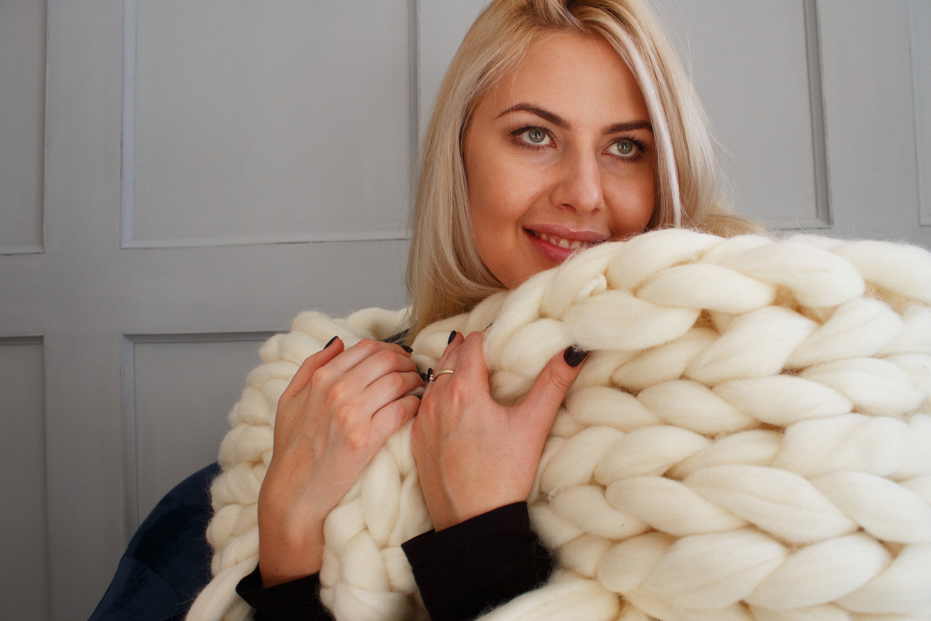 Chunky knit blanket merino chunky blanket giant yarn Etsy