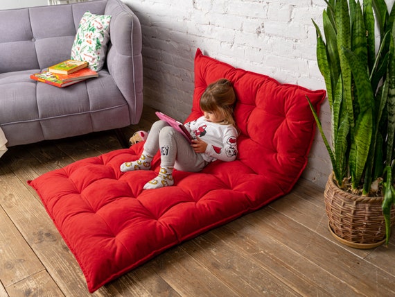 Reading Nook Floor Cushion for Kids, Water Repellent Velvet Floor