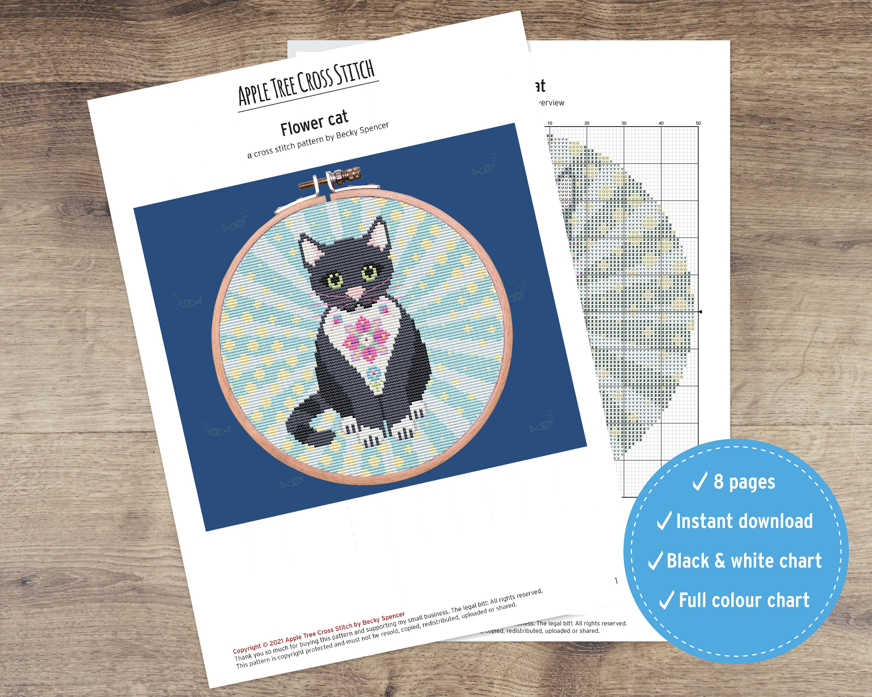 Cat cross stitch pattern PDF instant download | Etsy