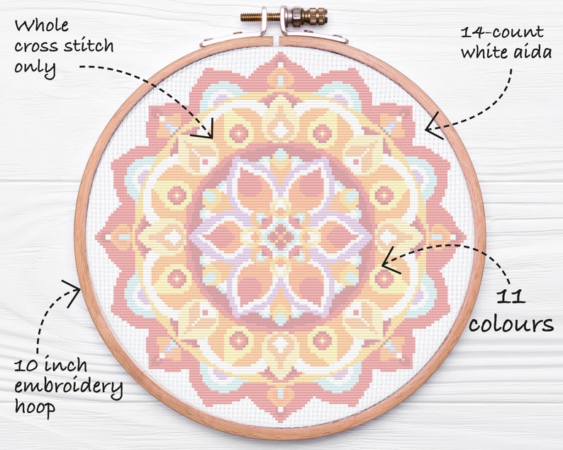 Mandala Autumn/Fall cross stitch pattern instant download PDF image 2