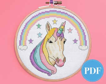 Unicorn cross stitch pattern  - instant download PDF