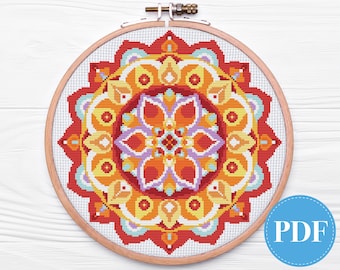 Mandala Autumn/Fall cross stitch pattern - instant download PDF