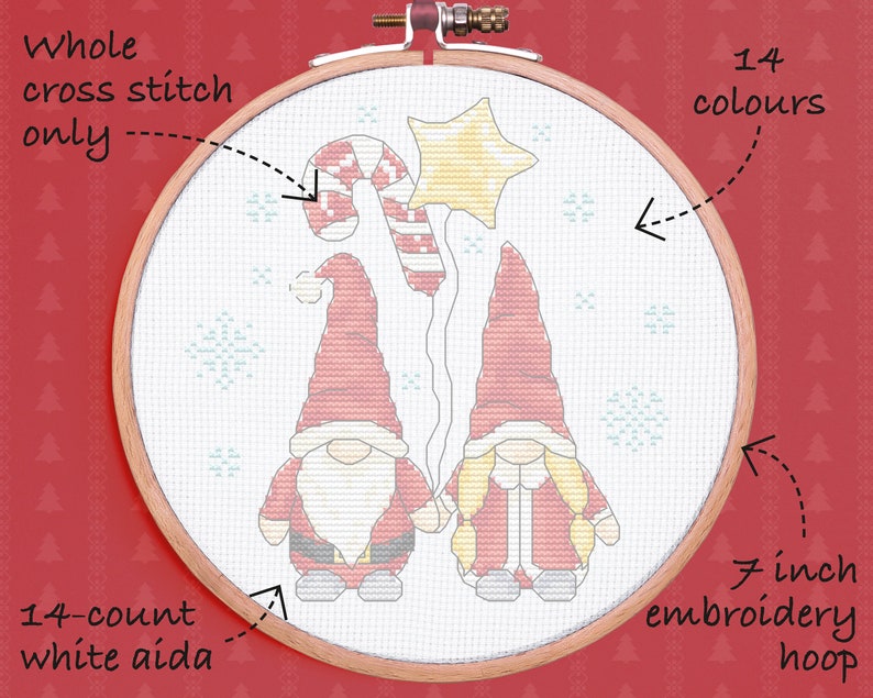 Christmas gnome cross stitch pattern, cute gnome cross stitch pattern instant download PDF image 2