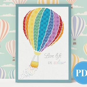 Hot Air Balloon cross stitch pattern - instant download PDF