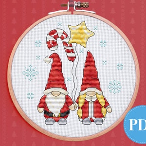 Christmas gnome cross stitch pattern, cute gnome cross stitch pattern instant download PDF image 1