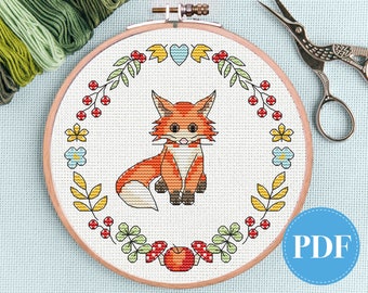 Fox cross stitch pattern - instant download PDF