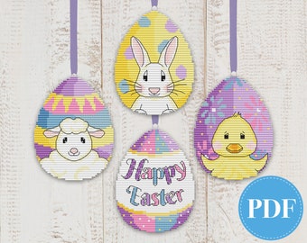 Easter egg ornaments cross stitch pattern - instant download PDF