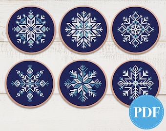 Snowflake cross stitch patterns | PDF instant download