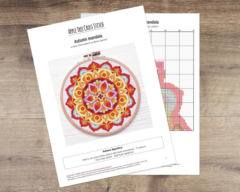Mandala Autumn/Fall cross stitch pattern instant download PDF image 3