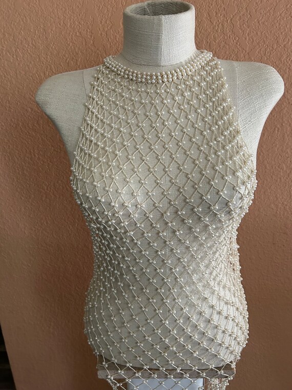 Vintage Handmade overlap pearl dress